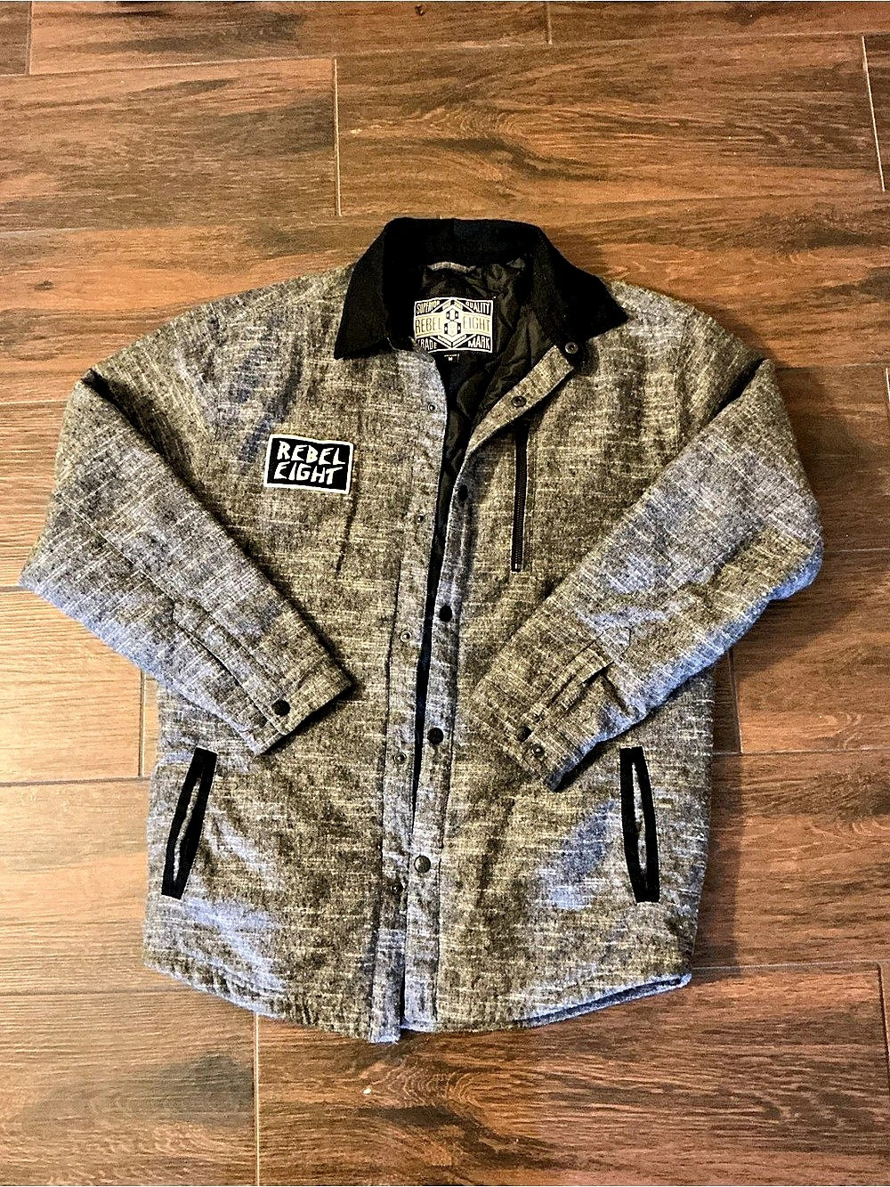 Rebel Eight Men's Gray & Black Shirt Jacket Size Medium